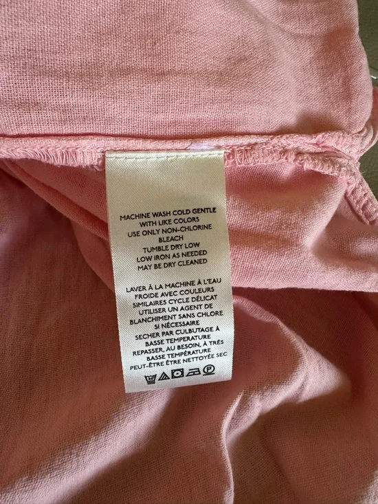 We The Free by Free People Pink Long Pintucked Ruffle Front Henley Top NWT Sz L - Picture 4 of 11